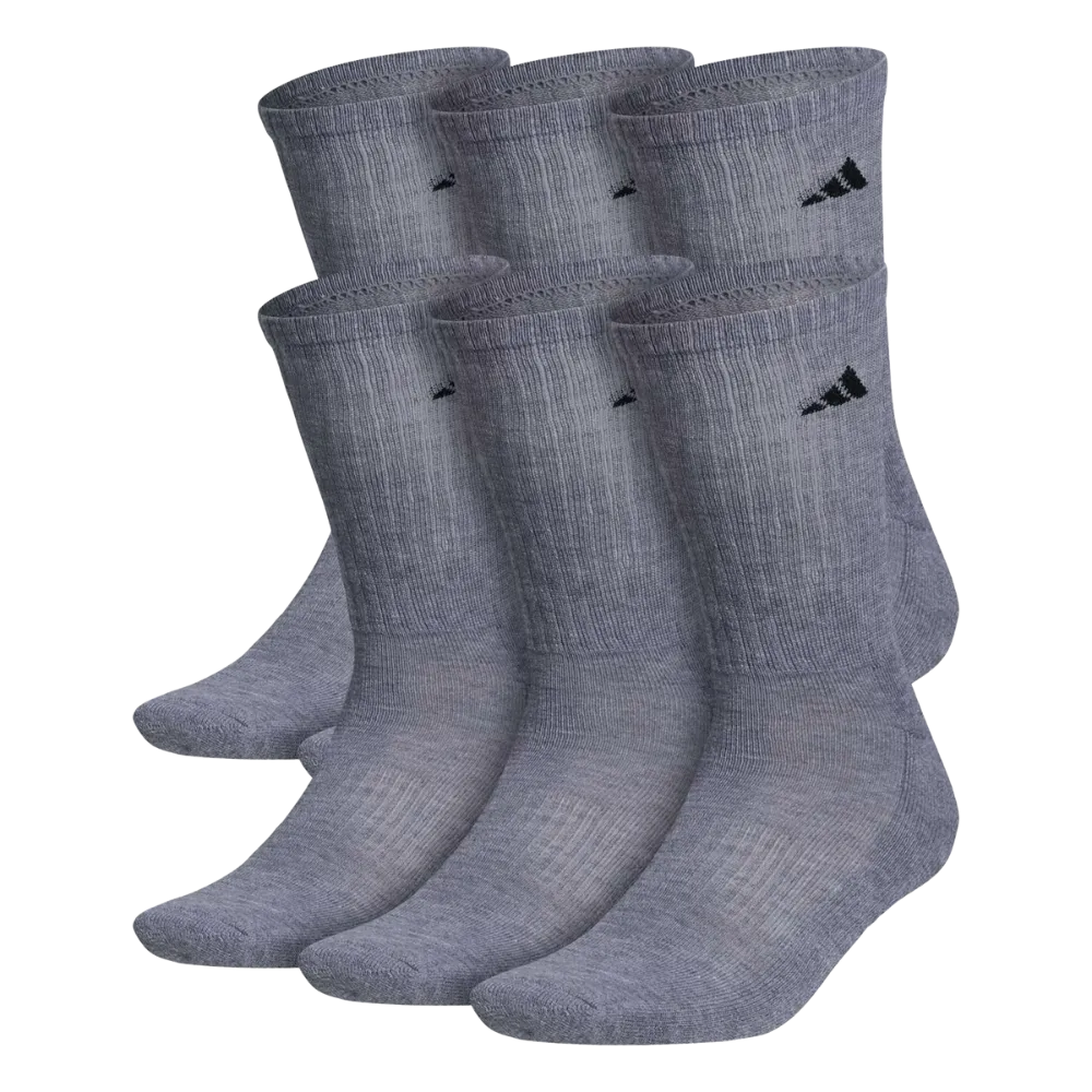 ADIDAS - ATHLETIC CUSHIONED CREW SOCKS, 6 PAIRS