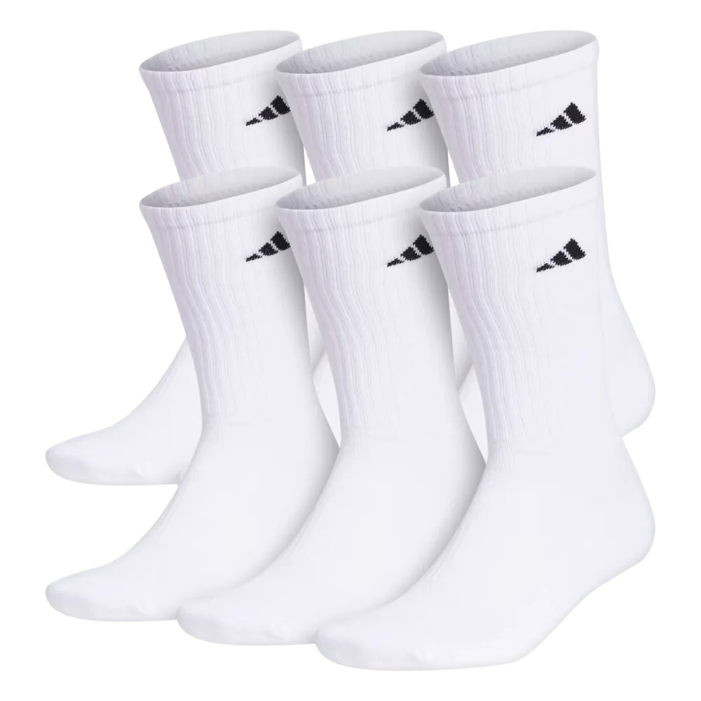 ADIDAS - ATHLETIC CUSHIONED CREW SOCKS, 6 PAIRS