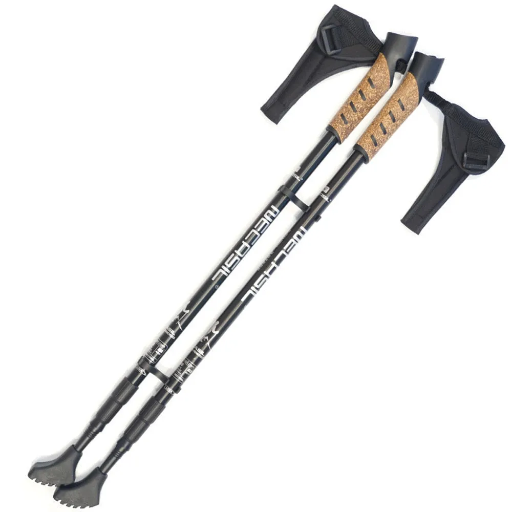 Anti-Shock Telescopic Aluminum Hiking & Trekking Poles - Nordic Walking Sticks & Camping Crutches