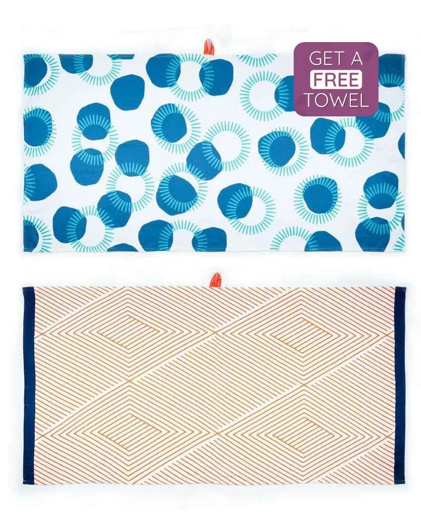 Circles And Tangerine Dream Bamboo Bath Towels | Set Of 2 | 55 X 27 inches | Get a Freebie