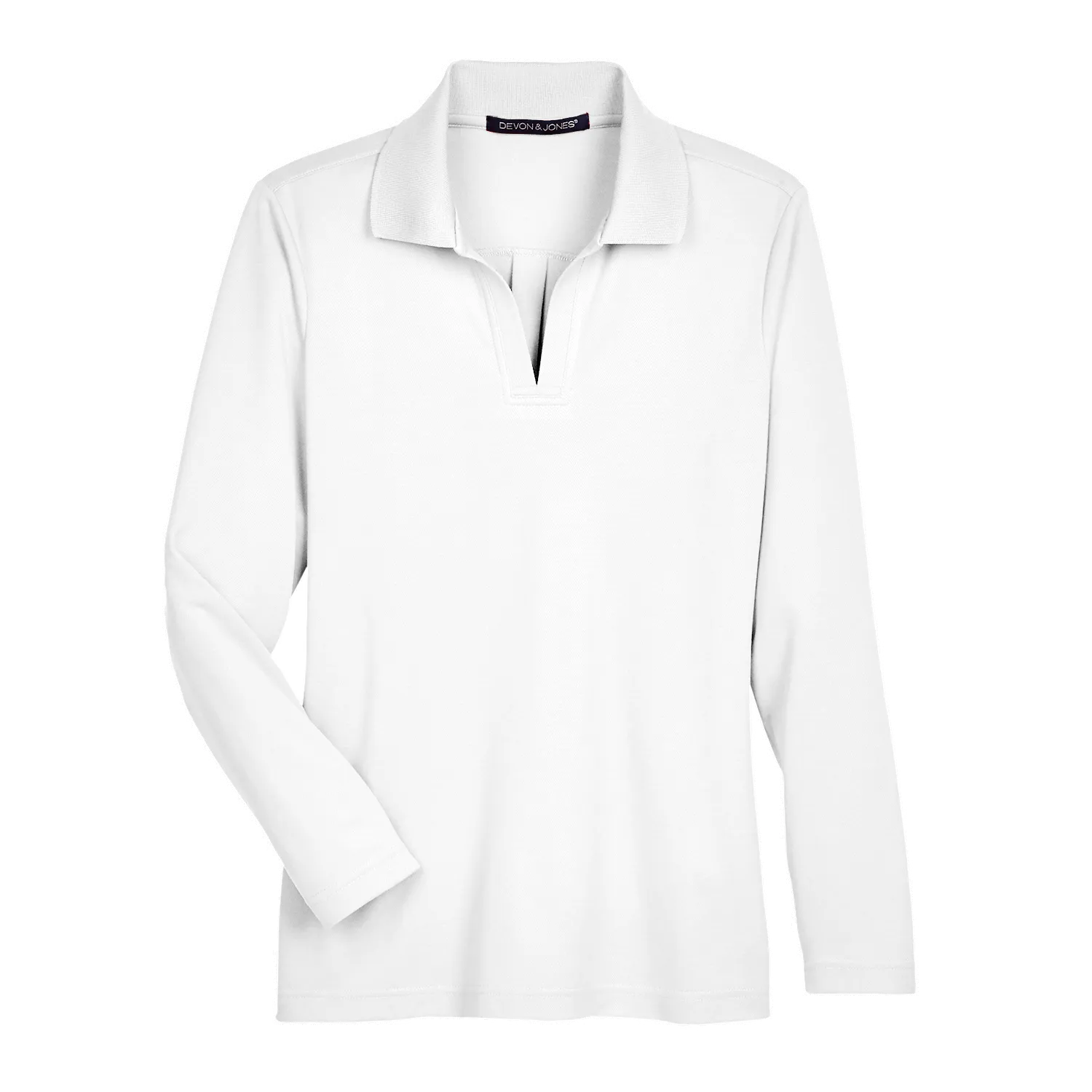 D2030W Ladies Plaited Long Sleeve Polo