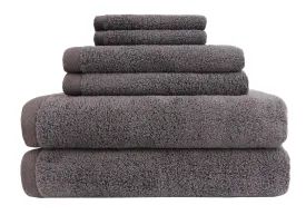 Flat Loop 6 Piece Bath Towel Set, Charcoal