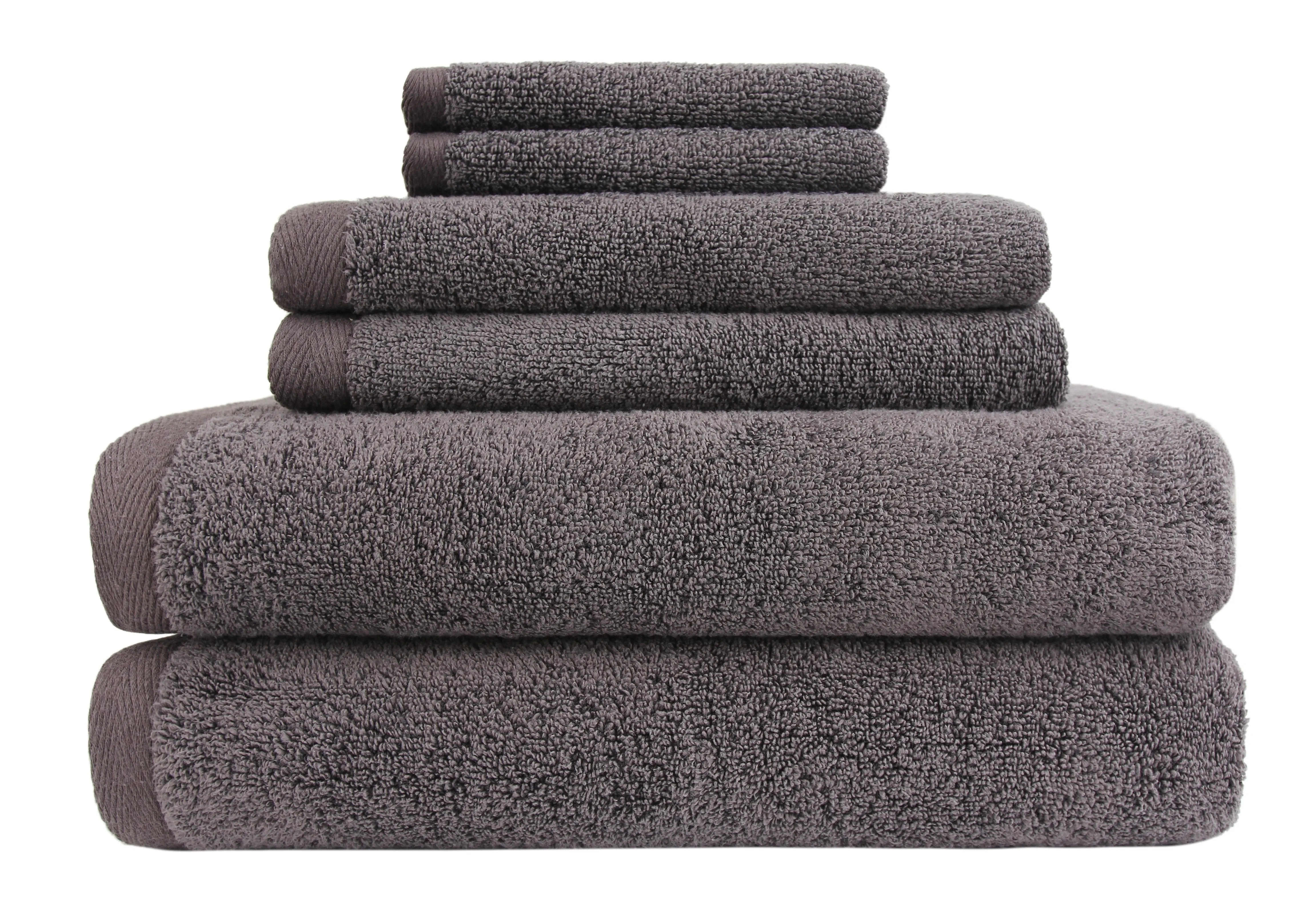Flat Loop 6 Piece Bath Towel Set, Charcoal