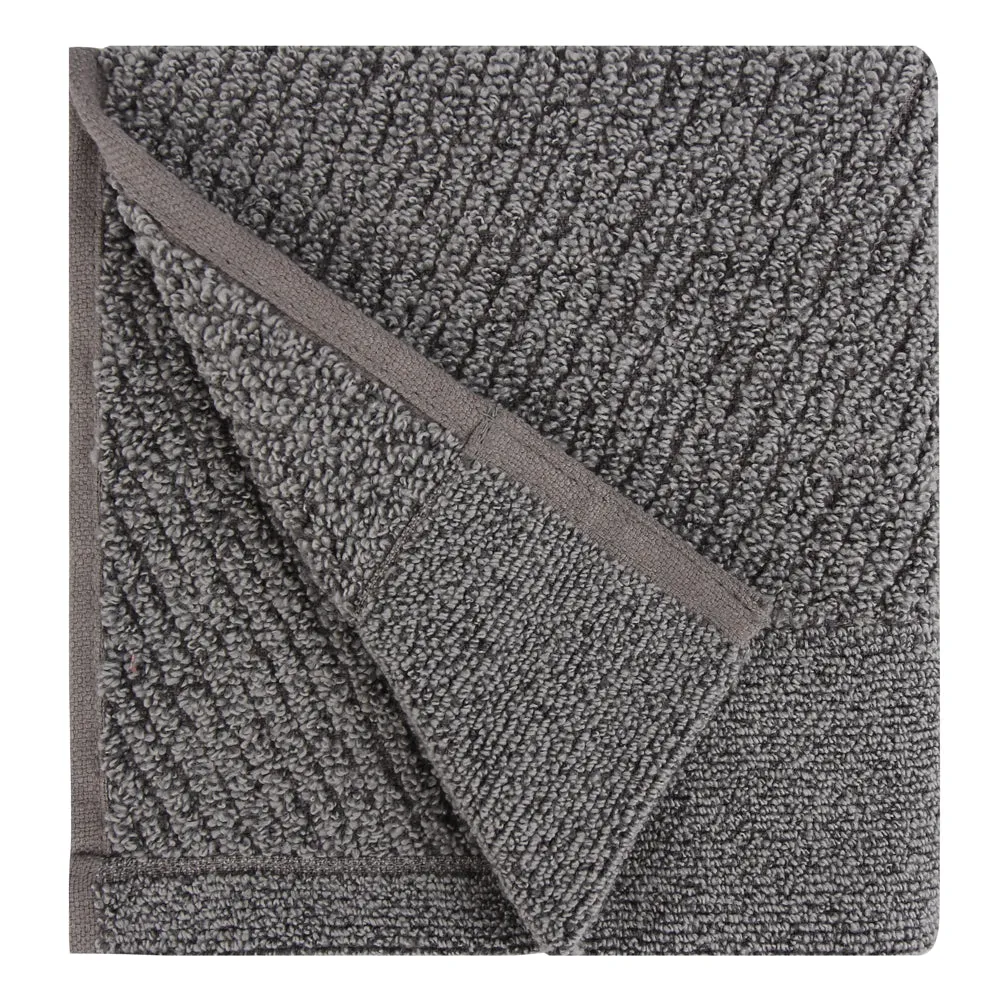 Hokime Ribbed Towels, Bath Towel Set - 10 Piece, Shitake Grey
