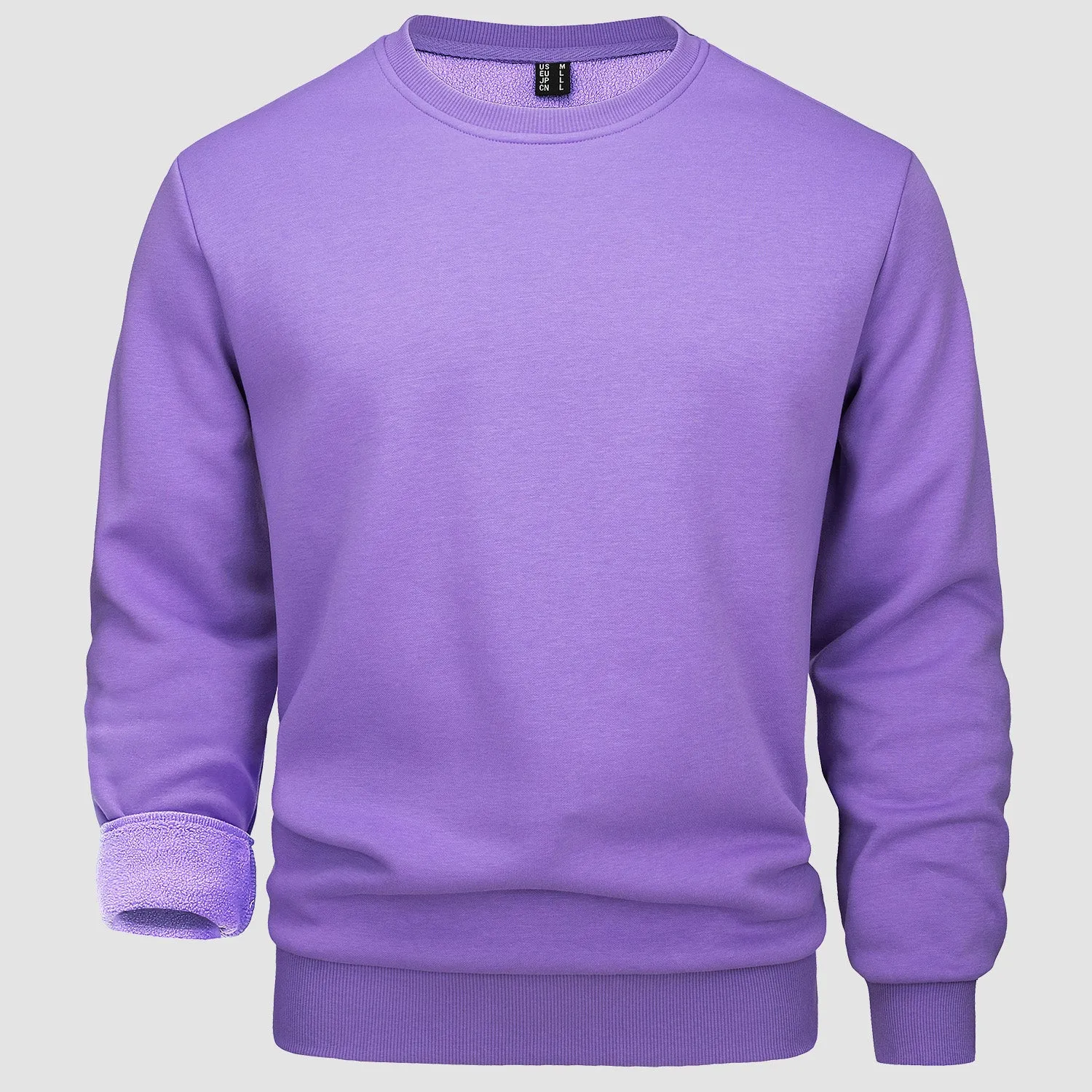 Men's Crewneck Pullover Lilac Sweatshirt Long Sleeve Warm Fleece