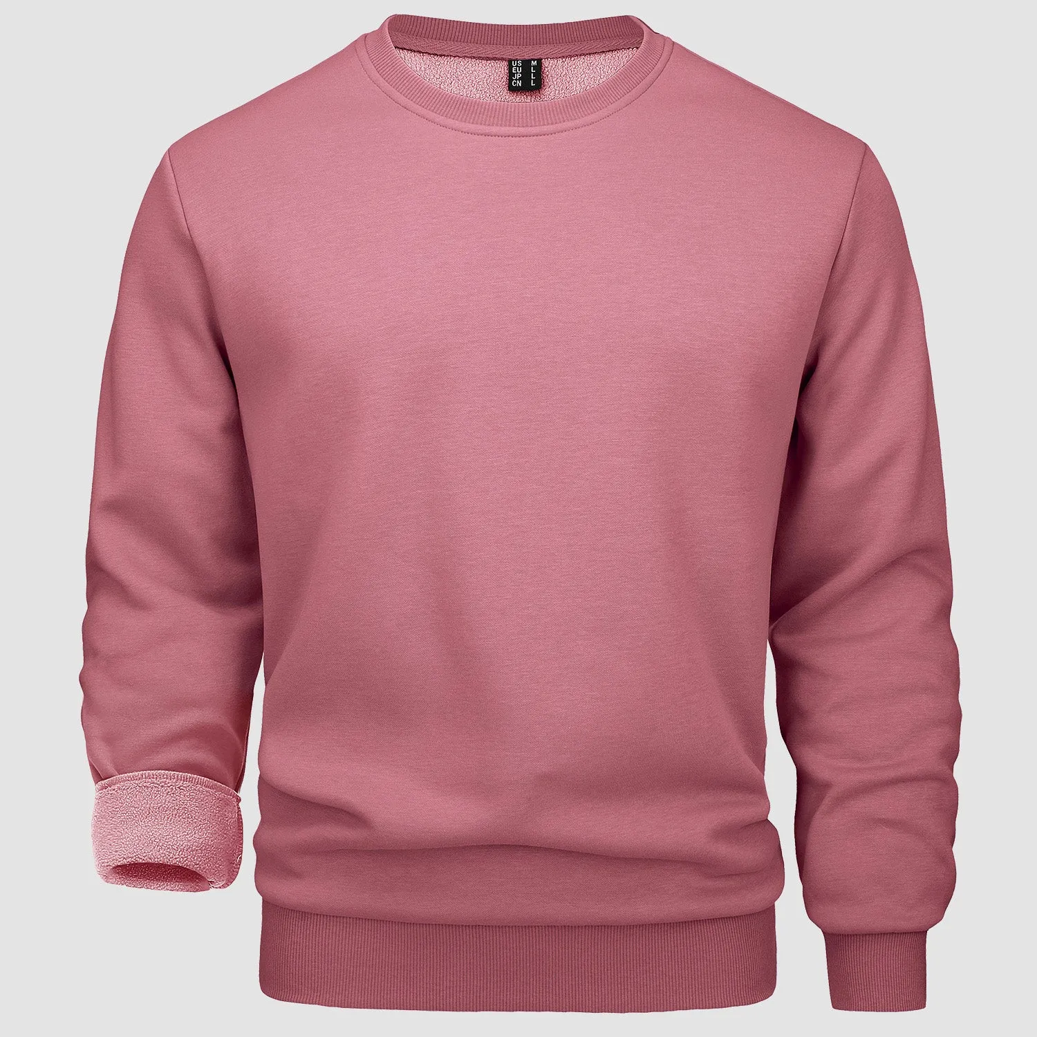 Men's Crewneck Pullover Lilac Sweatshirt Long Sleeve Warm Fleece
