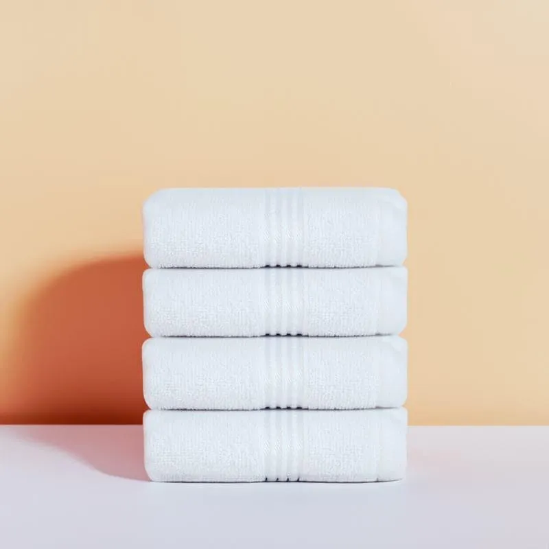 Micro Cotton LuxeDry Solid Face Towel (White) - Set Of Four