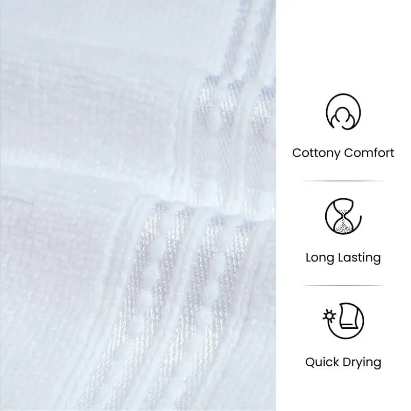Micro Cotton LuxeDry Solid Face Towel (White) - Set Of Four