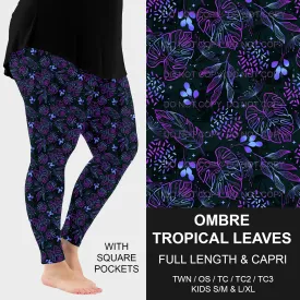 Pre-Order Ombre Tropical Leaves Leggings w/ Pockets (ETA: mid June)
