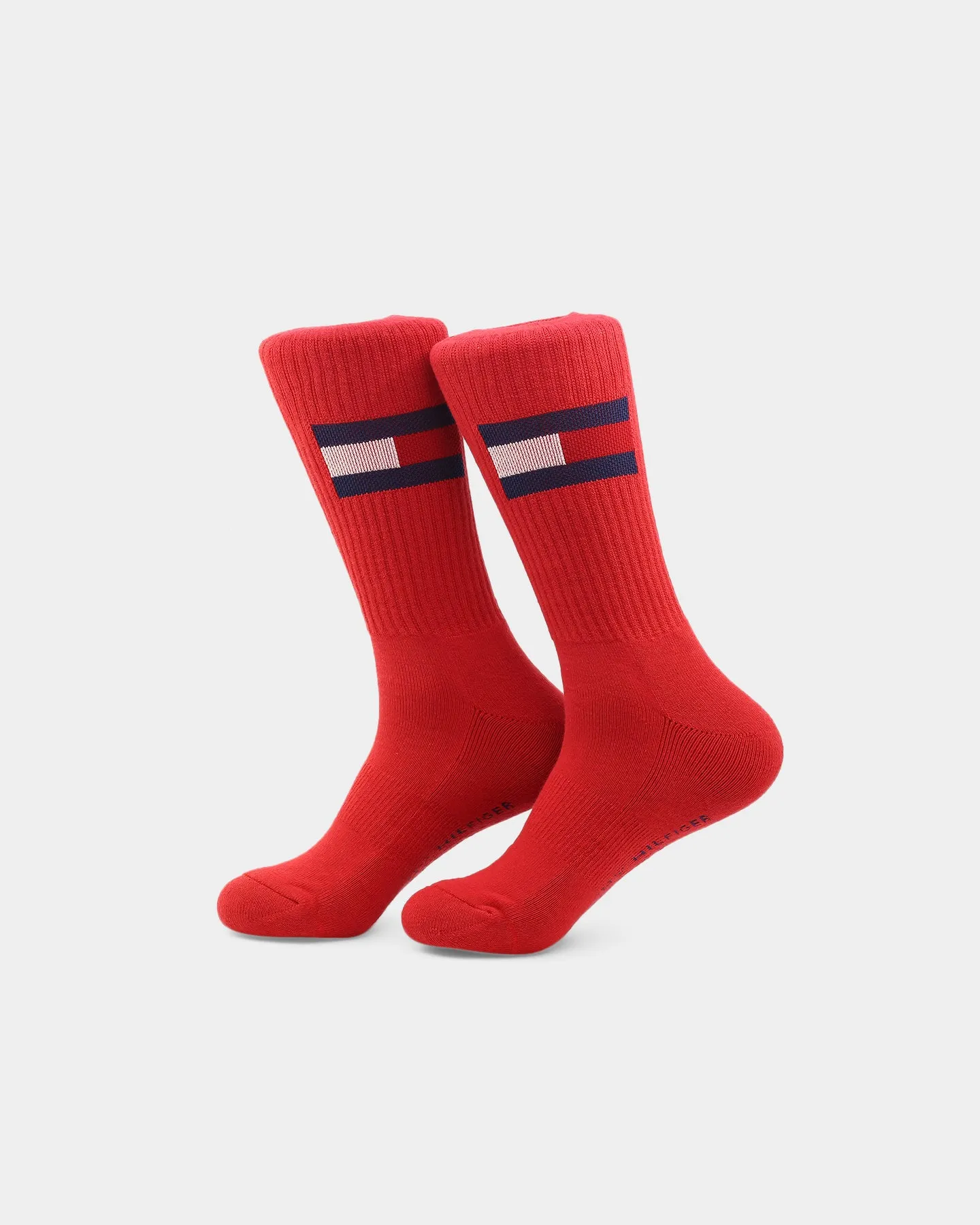 Tommy Jeans Large Flag Cotton Cushion Socks 2 Pack Red/Navy