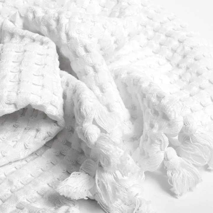 White Tassel Hand Towel Set of 2, Modern Style