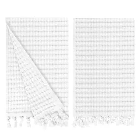 White Tassel Hand Towel Set of 2, Modern Style